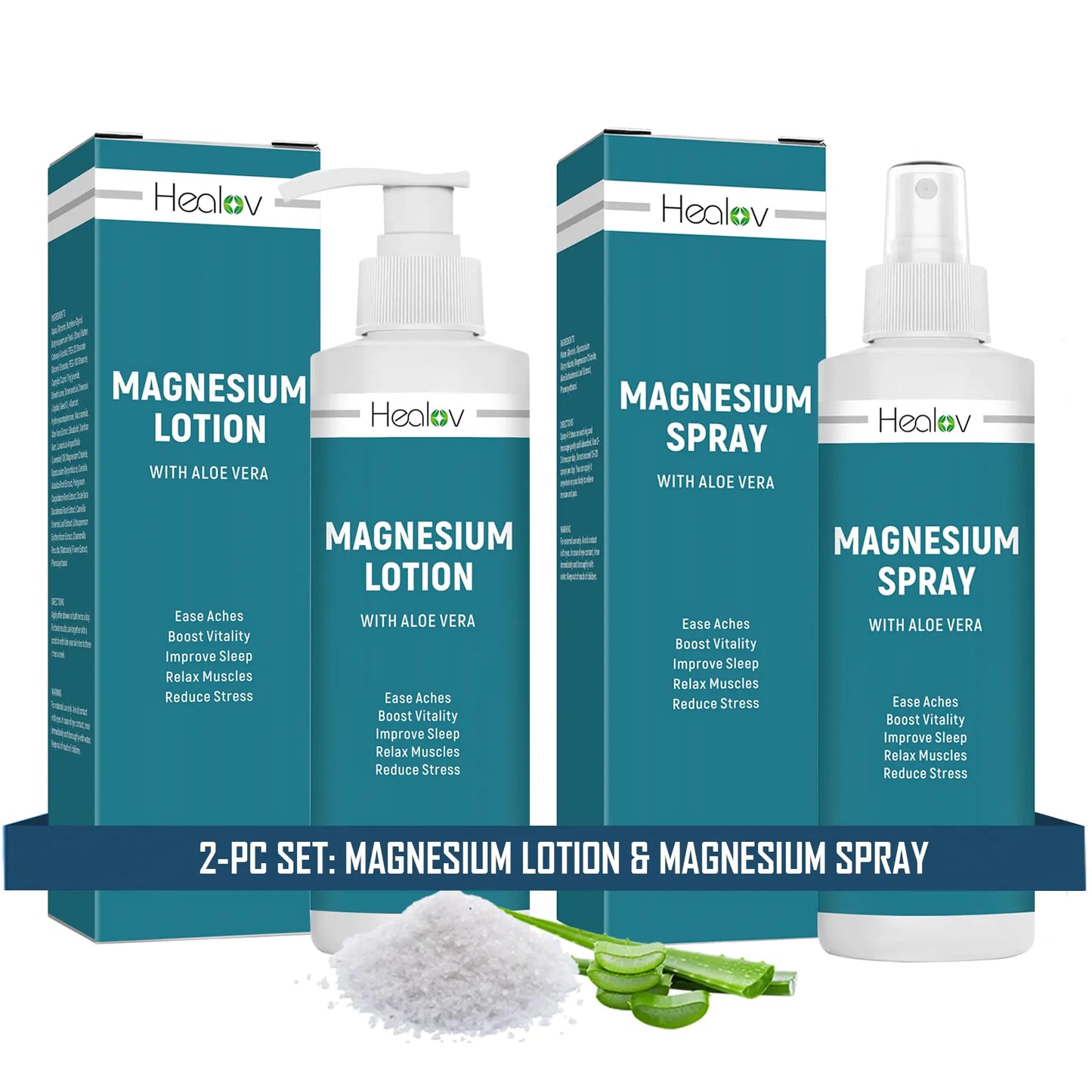 Magnesium Oil Spray + Magnesium Lotion Set – Pure Soothing Relief & Relaxation for Better Sleep Muscle Health Leg & Joint Care – Natural Magnesium Body Spray & Magnesium Cream for Feet Non-Greasy
